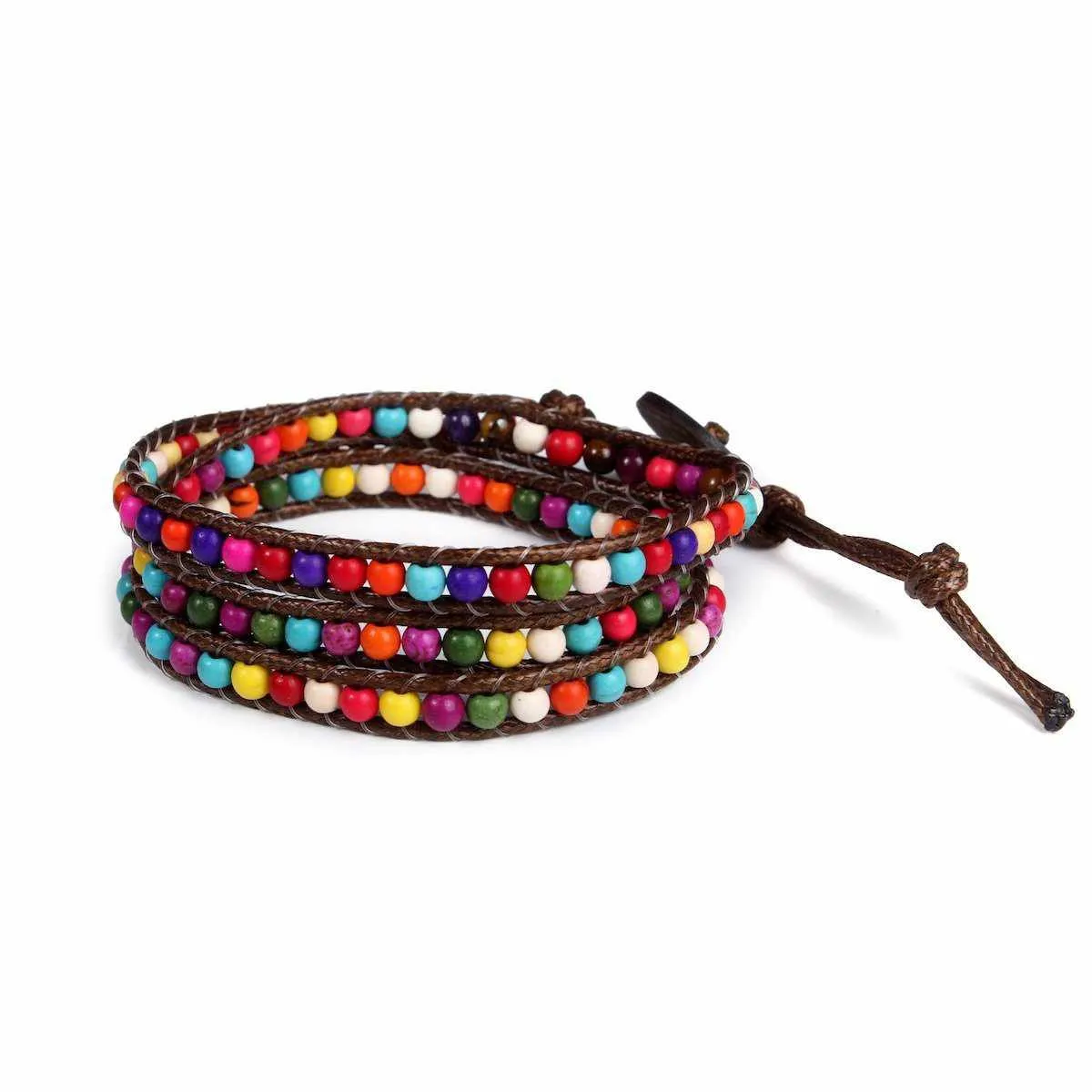 Leather 5 Wrap Bracelet