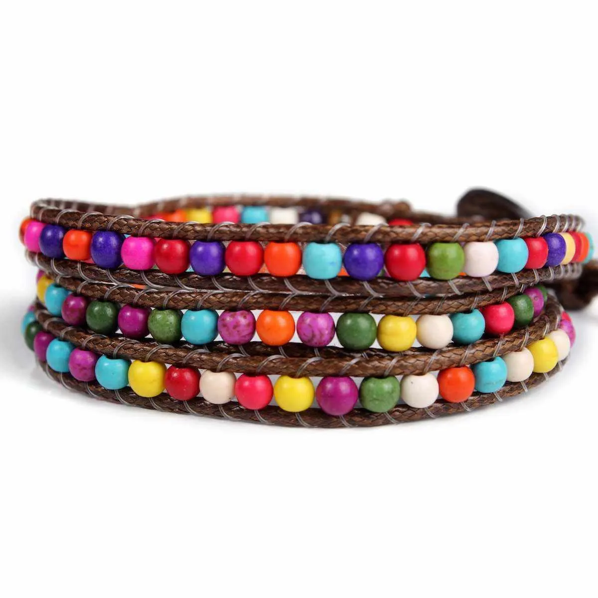 Leather 5 Wrap Bracelet