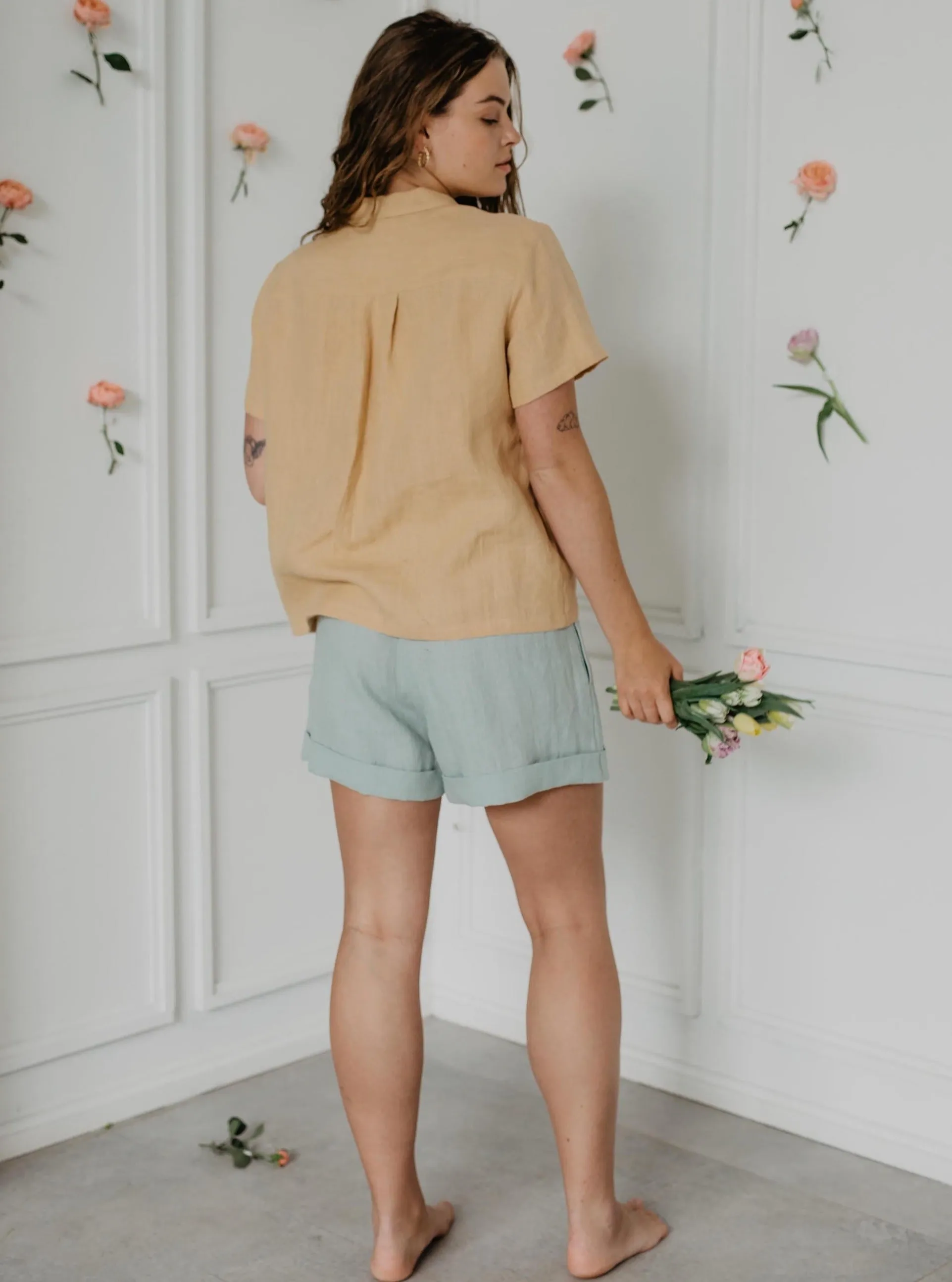 Linen shorts MIA - Sage Green