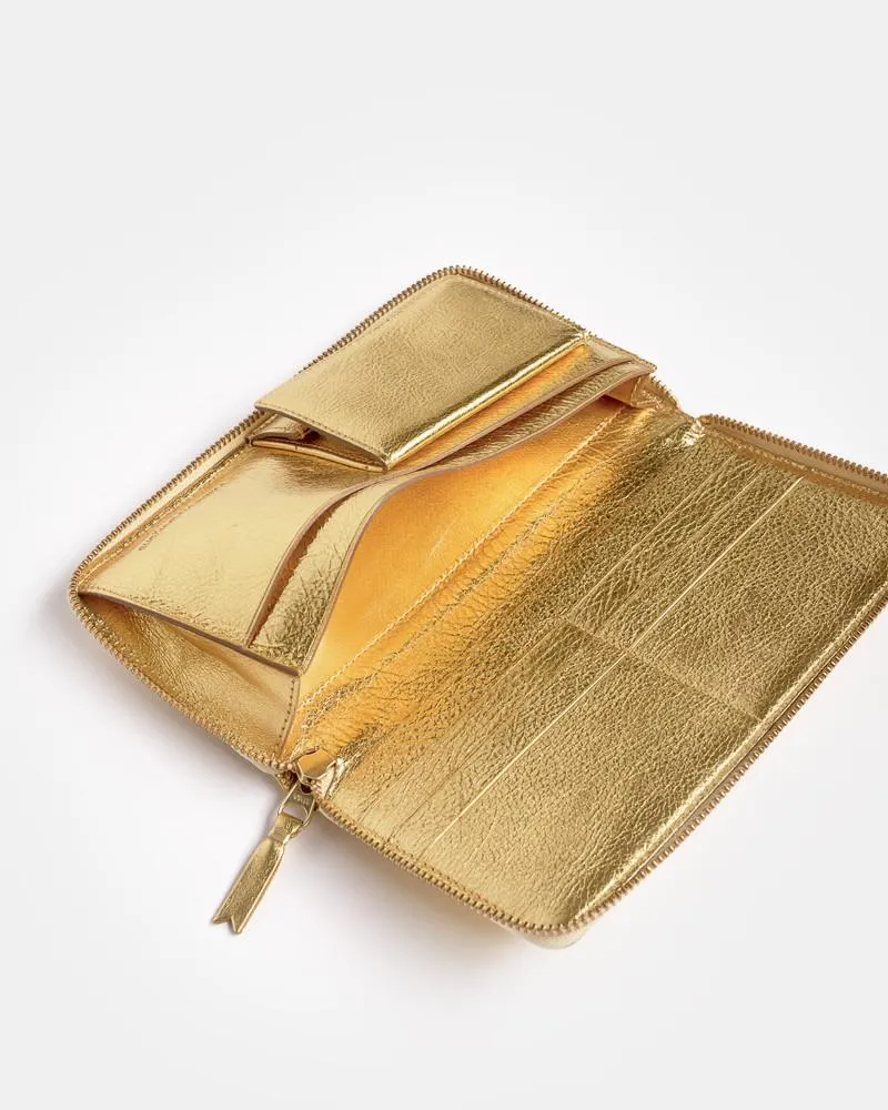 Long Gold Line Wallet in Gold