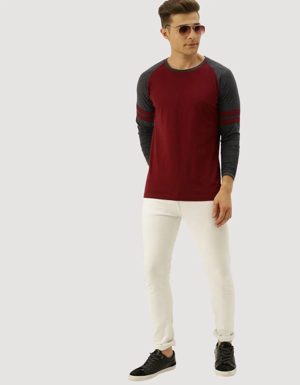 Long Sleeves Red round neck