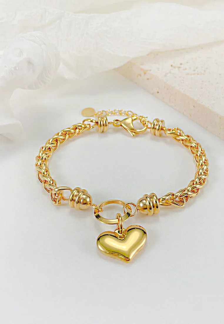 Lovene Heart Love Pendant Bracelet Bundle Set (Free Gia Earrings!)