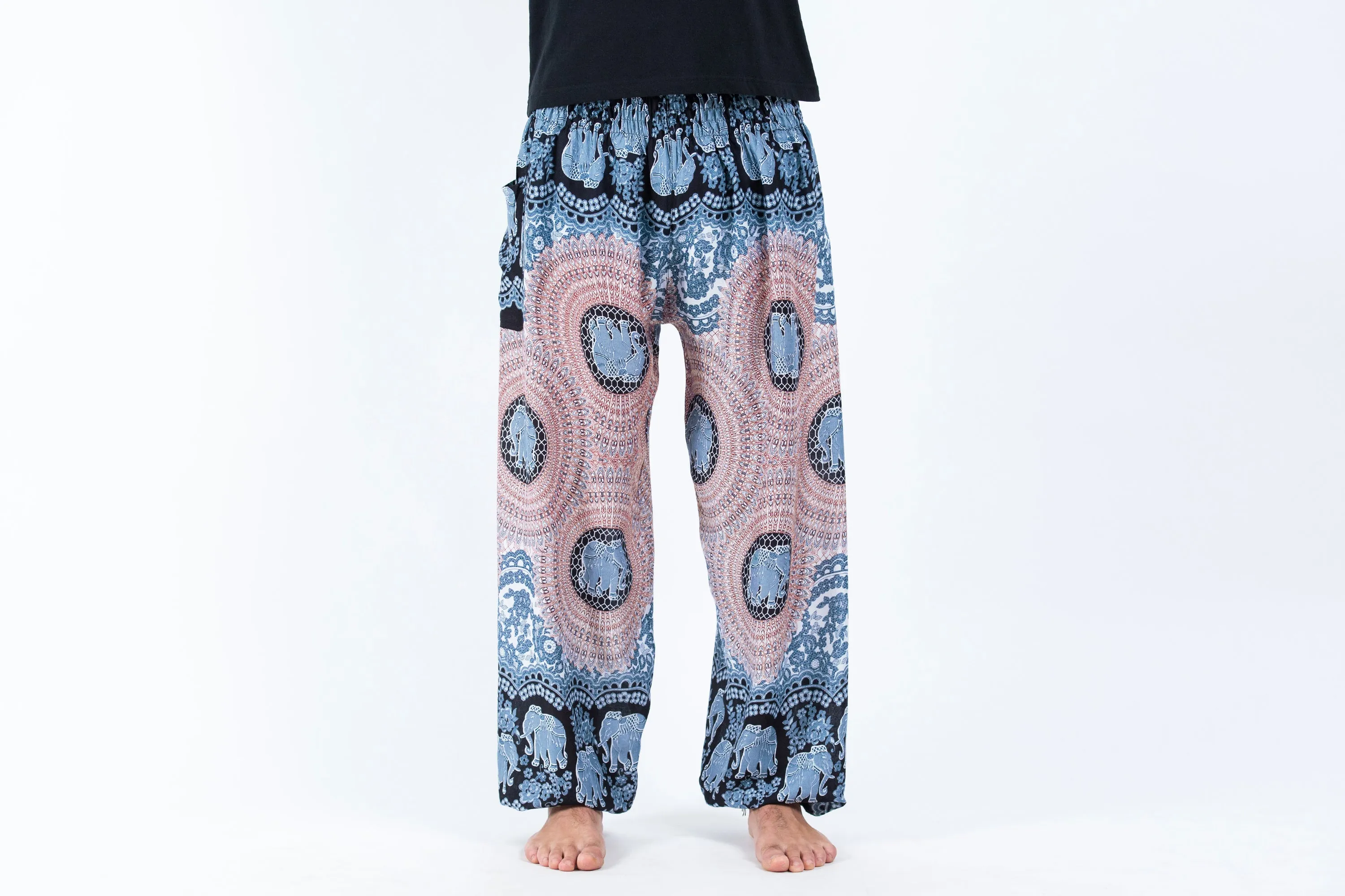 Mandala Elephant Men's Elephant Pants in Silver Gray