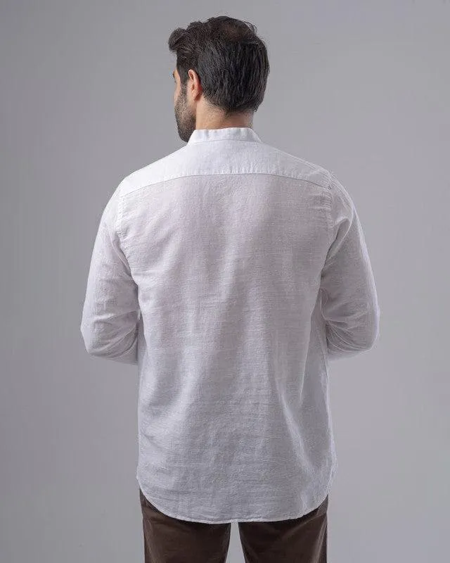 MANDARIN COLLAR SHIRT  - WHITE