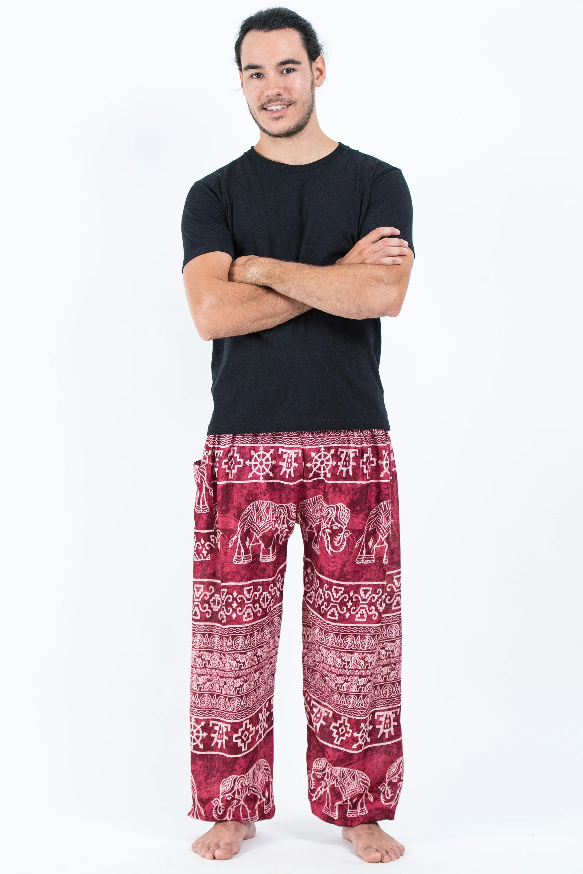 Marble Elephant Men's Elephant Pants in Red