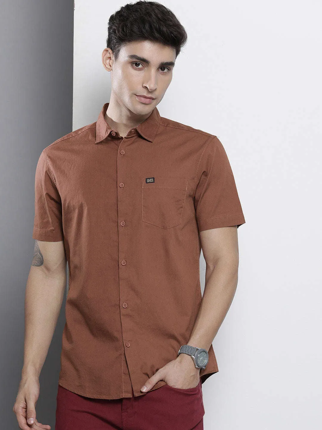 Men Back Printed Poplin Shirt