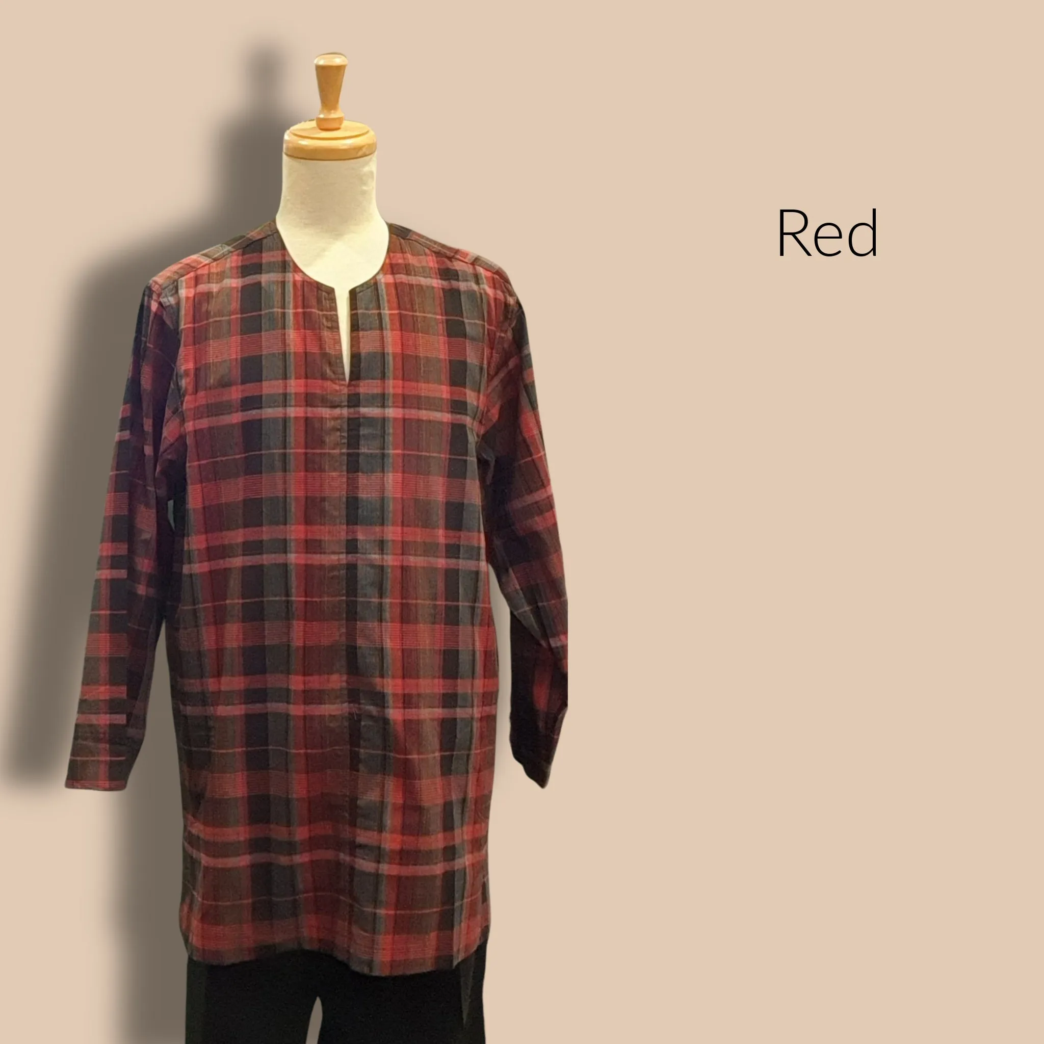 Men Baju Melayu Cotton Plaid