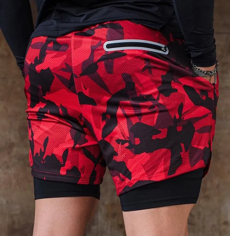 Men Breathable Quick Dry Basketball Shorts High Elastic Workout Shorts Inside Pockets Gym Shorts | DK45