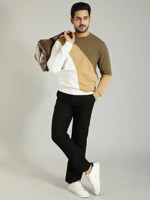 Men Color Block Full Sleeve Crew Neck Sweatshirt