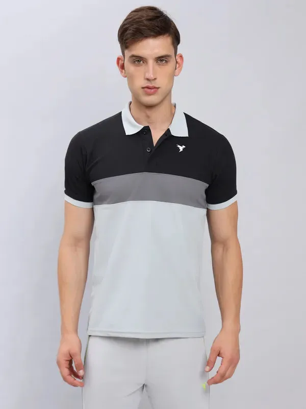 Men Colorblock Slim Fit Polo T-shirt with MATPIQ