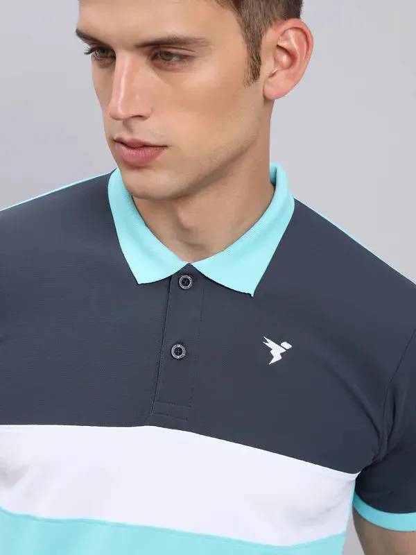 Men Colorblock Slim Fit Polo T-shirt with MATPIQ