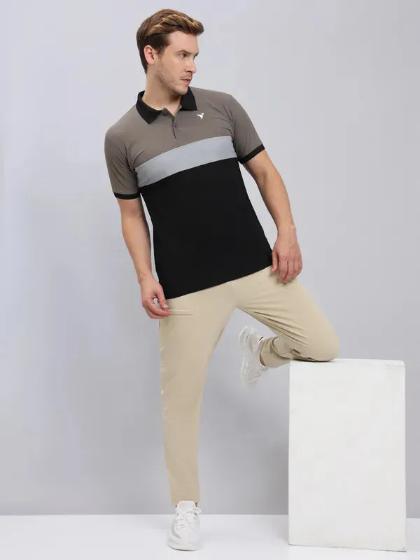 Men Colorblock Slim Fit Polo T-shirt with MATPIQ