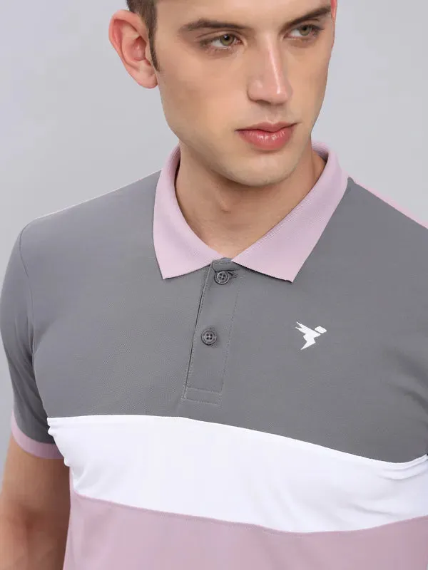 Men Colorblock Slim Fit Polo T-shirt with MATPIQ