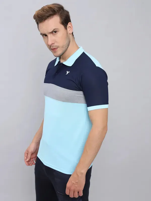 Men Colorblock Slim Fit Polo T-shirt with MATPIQ