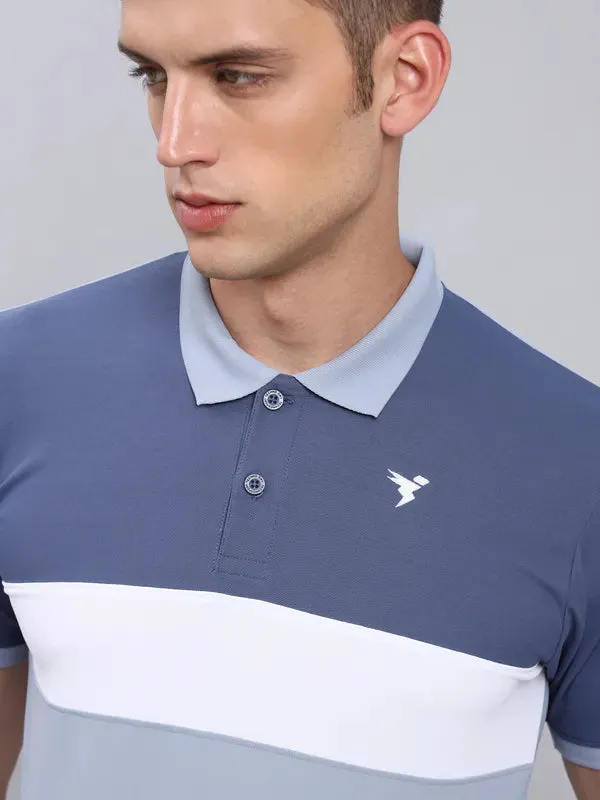 Men Colorblock Slim Fit Polo T-shirt with MATPIQ