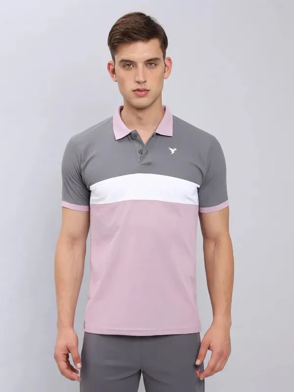 Men Colorblock Slim Fit Polo T-shirt with MATPIQ