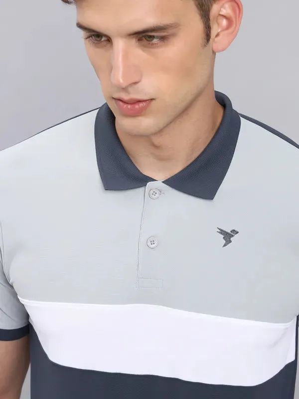 Men Colorblock Slim Fit Polo T-shirt with MATPIQ