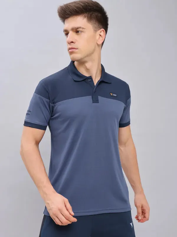 Men Colorblock Slim Fit Polo T-shirt with TECHNO DRY