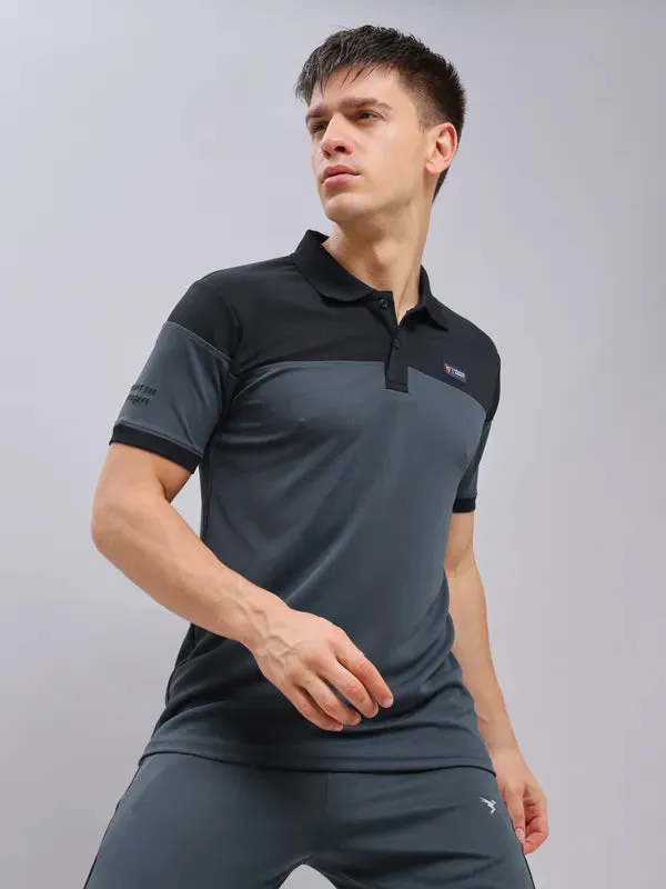 Men Colorblock Slim Fit Polo T-shirt with TECHNO DRY