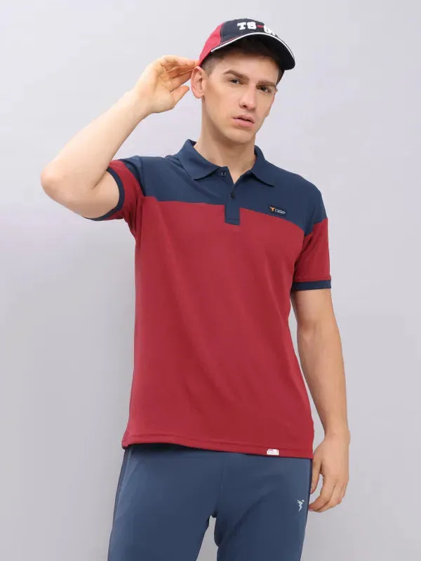 Men Colorblock Slim Fit Polo T-shirt with TECHNO DRY