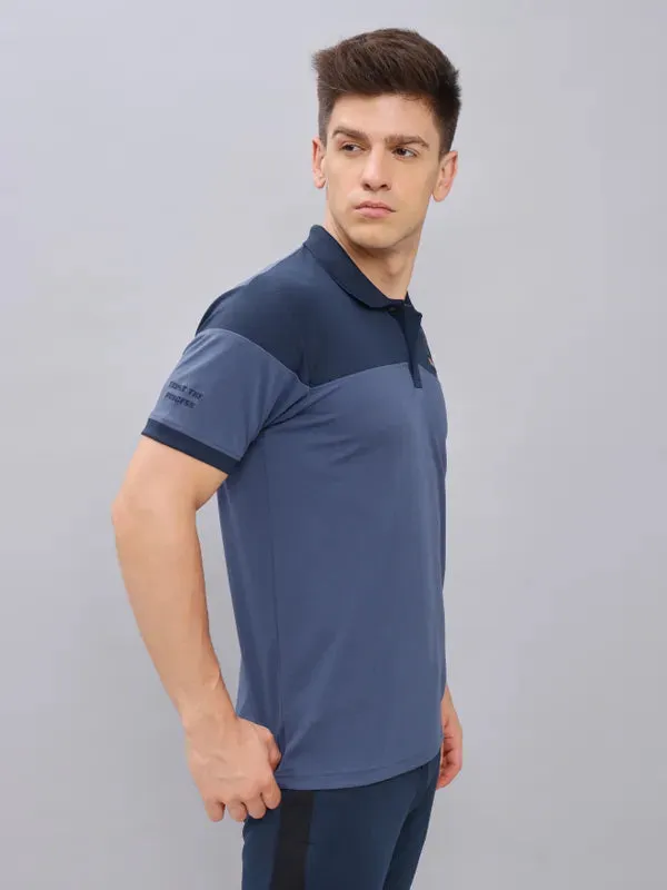 Men Colorblock Slim Fit Polo T-shirt with TECHNO DRY