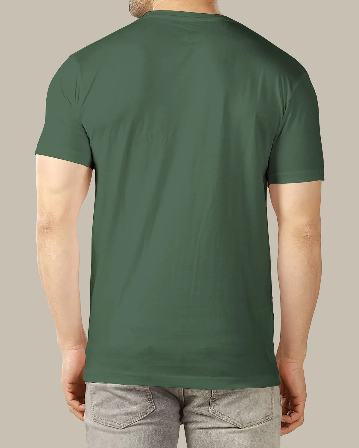 Men Feather Printed Half Sleeve Green T-shirt