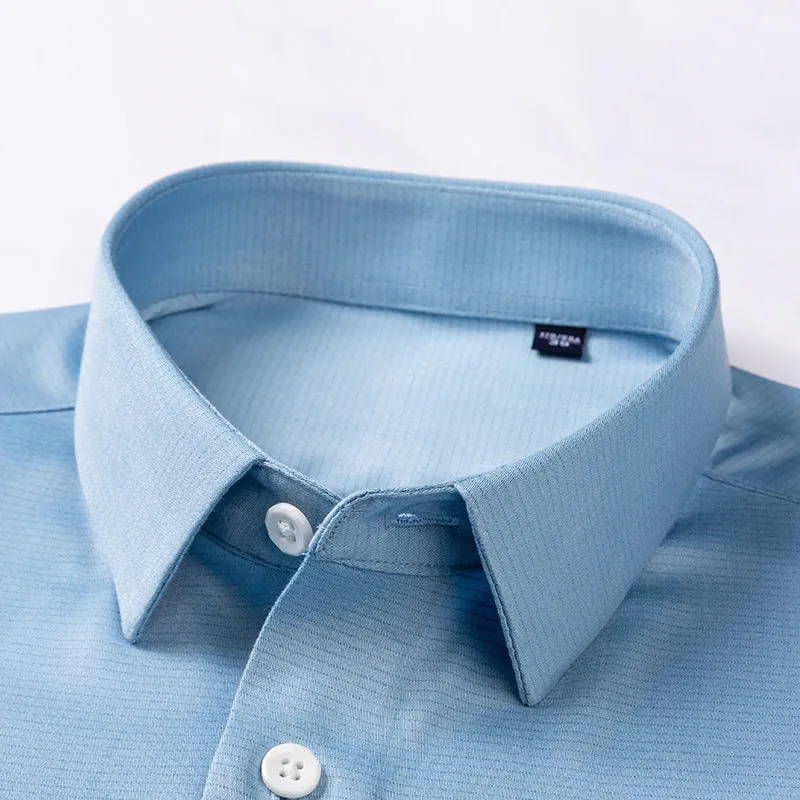 Men Spring Summer Business Wrinkle-Free Solid Color Mulberry Silk Dress Shirts | SC-2210