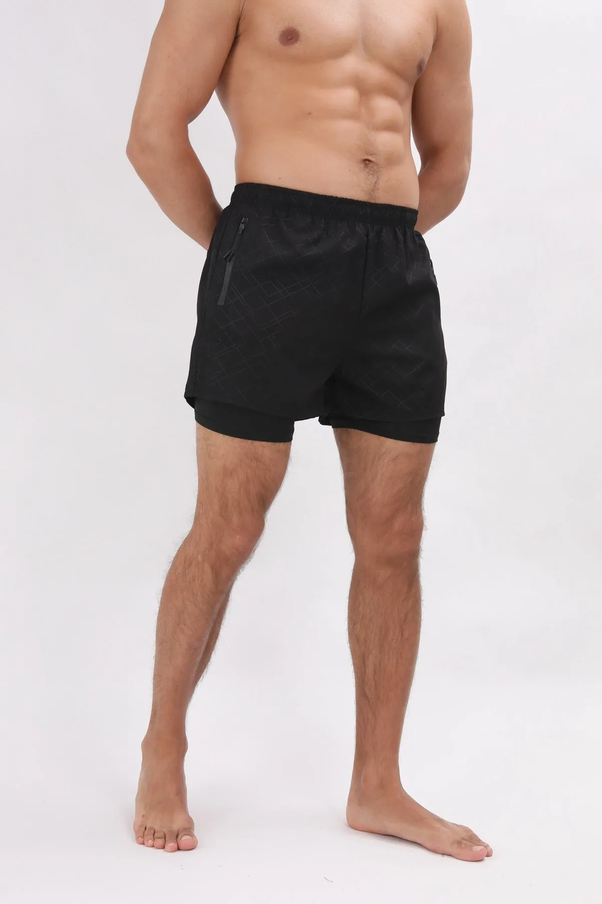 Men Summer Polyester 2 in 1 Quick Dry Short Joggers Workout Running Gym Shorts | DK-903