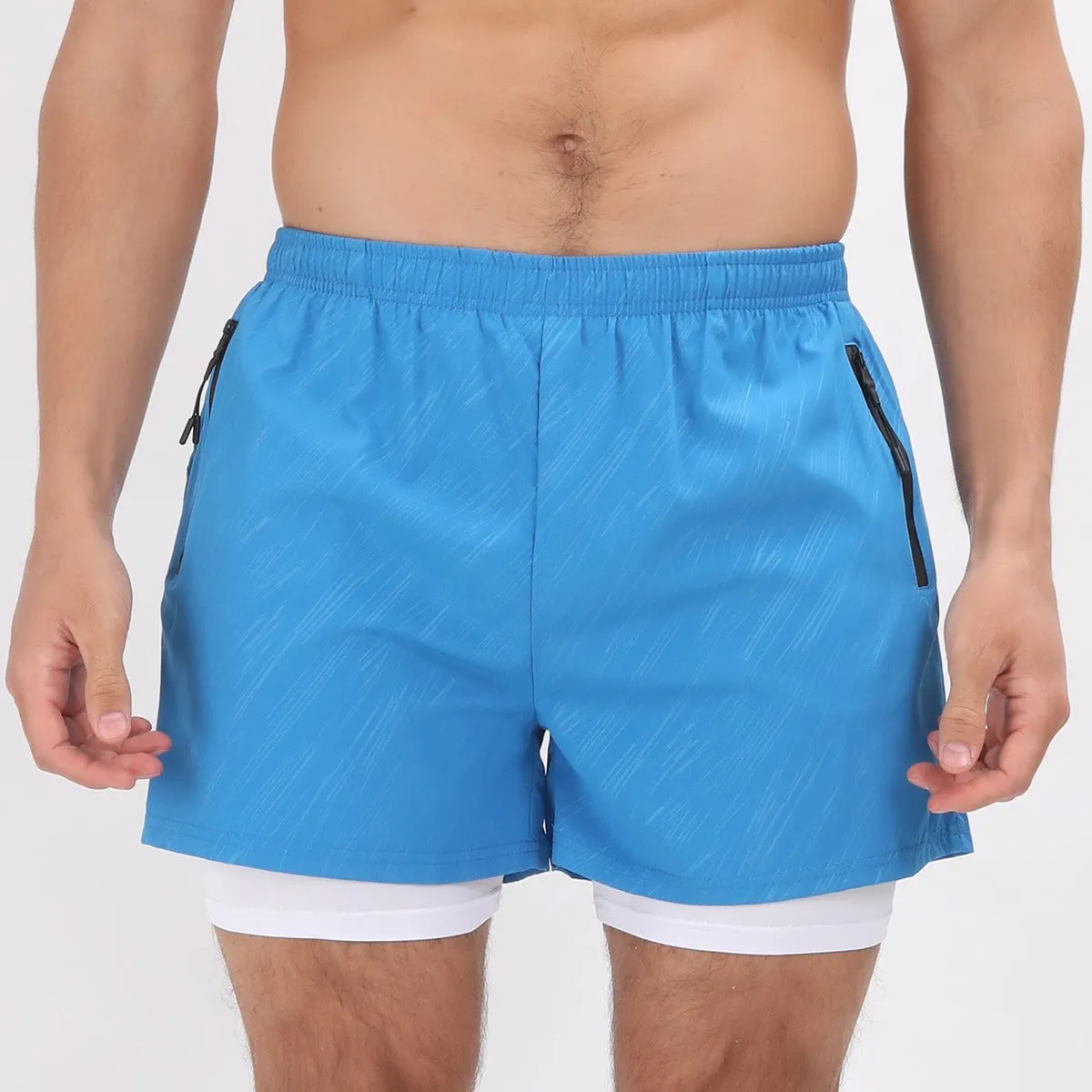 Men Summer Polyester 2 in 1 Quick Dry Short Joggers Workout Running Gym Shorts | DK-903