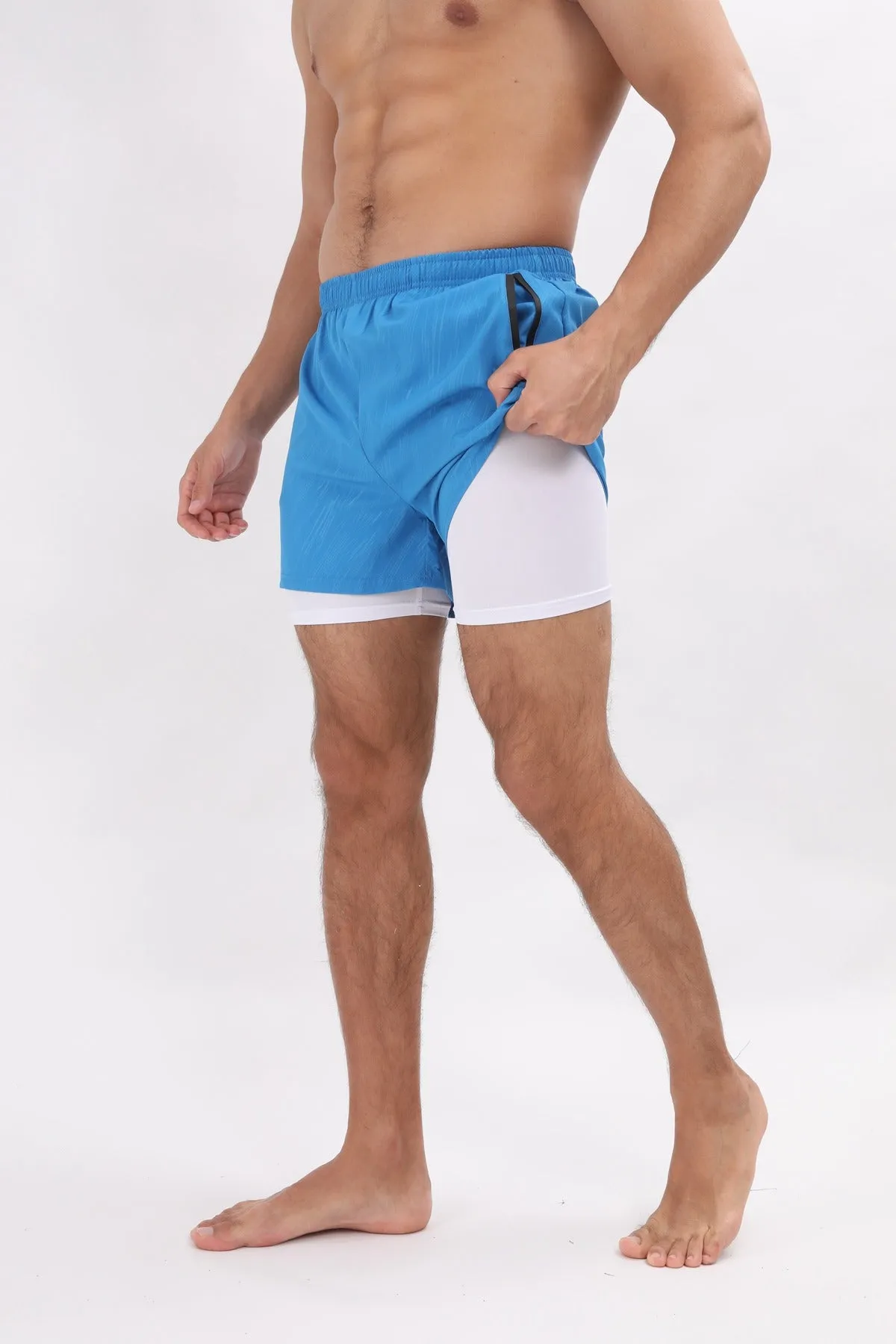 Men Summer Polyester 2 in 1 Quick Dry Short Joggers Workout Running Gym Shorts | DK-903