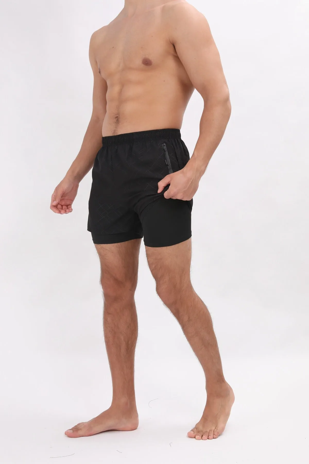 Men Summer Polyester 2 in 1 Quick Dry Short Joggers Workout Running Gym Shorts | DK-903