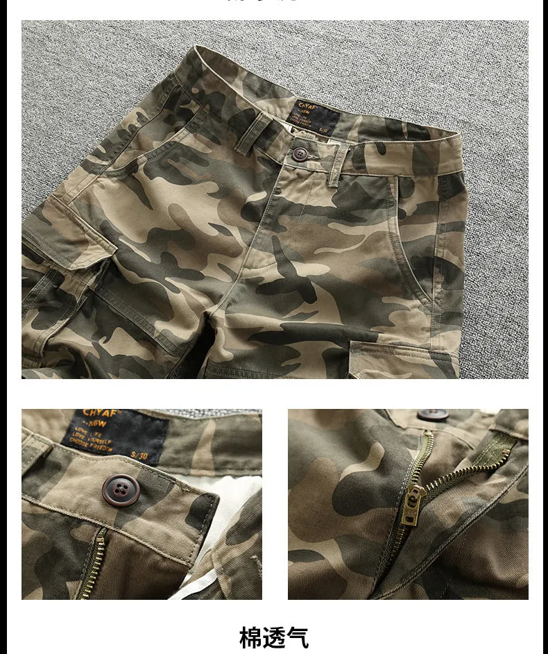 Men's Bermuda Cargo Shorts Camouflage Multi-Pocket Combat Shorts | 206