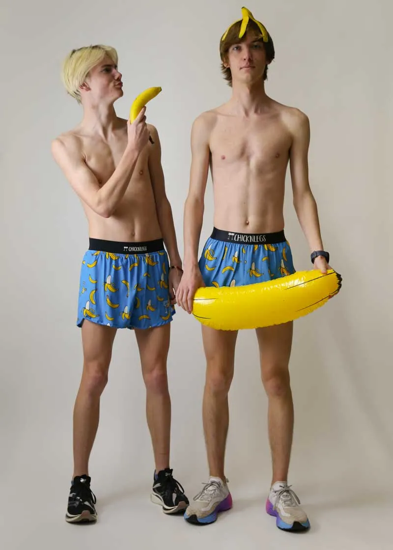 Men's Blue Bananas 4" Half Split Shorts