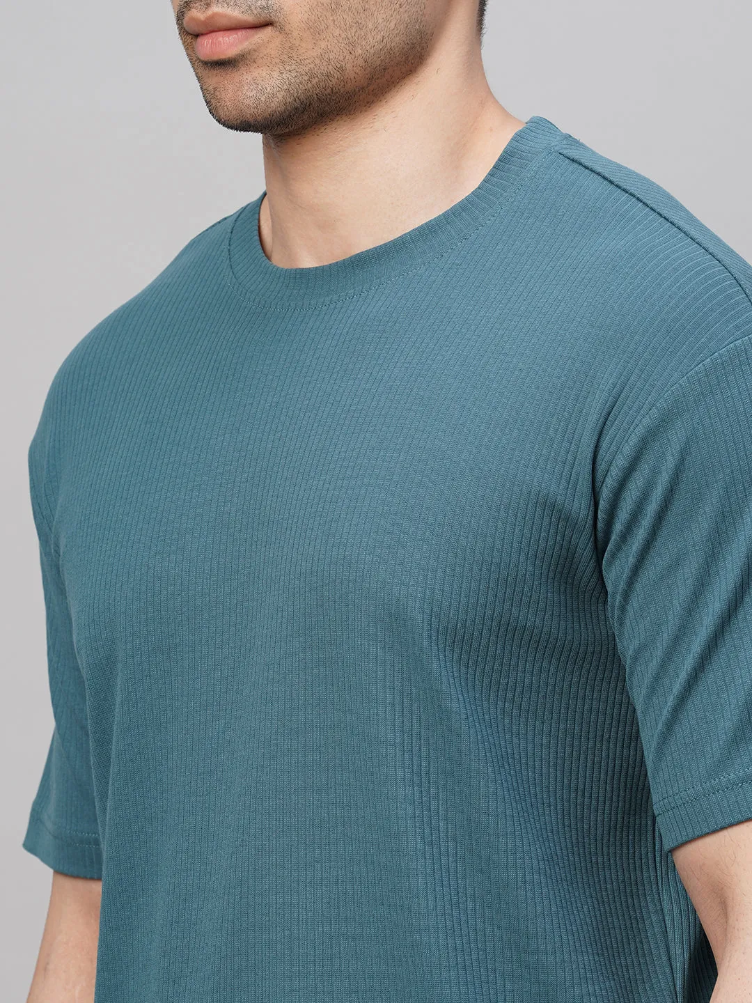 Men's Blue Cotton Elastane Regular Fit Tshirt