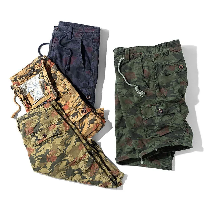 Men's Camouflage Cotton Cargo Shorts Casual Multi Pockets Outdoor Military Shorts | 1101