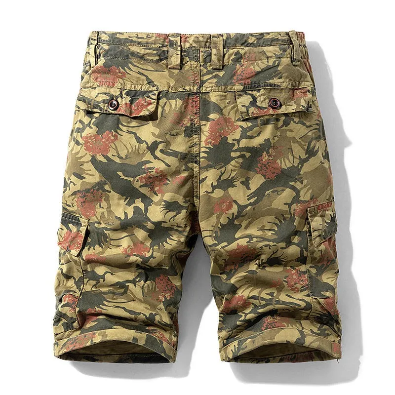 Men's Camouflage Cotton Cargo Shorts Casual Multi Pockets Outdoor Military Shorts | 1101