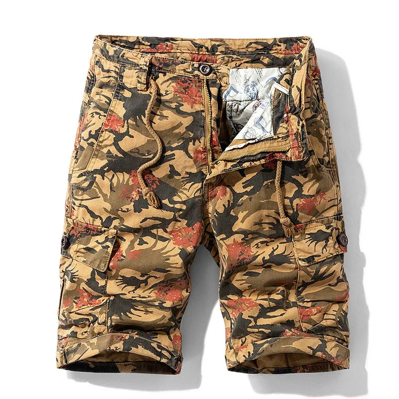 Men's Camouflage Cotton Cargo Shorts Casual Multi Pockets Outdoor Military Shorts | 1101