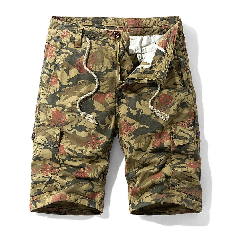 Men's Camouflage Cotton Cargo Shorts Casual Multi Pockets Outdoor Military Shorts | 1101