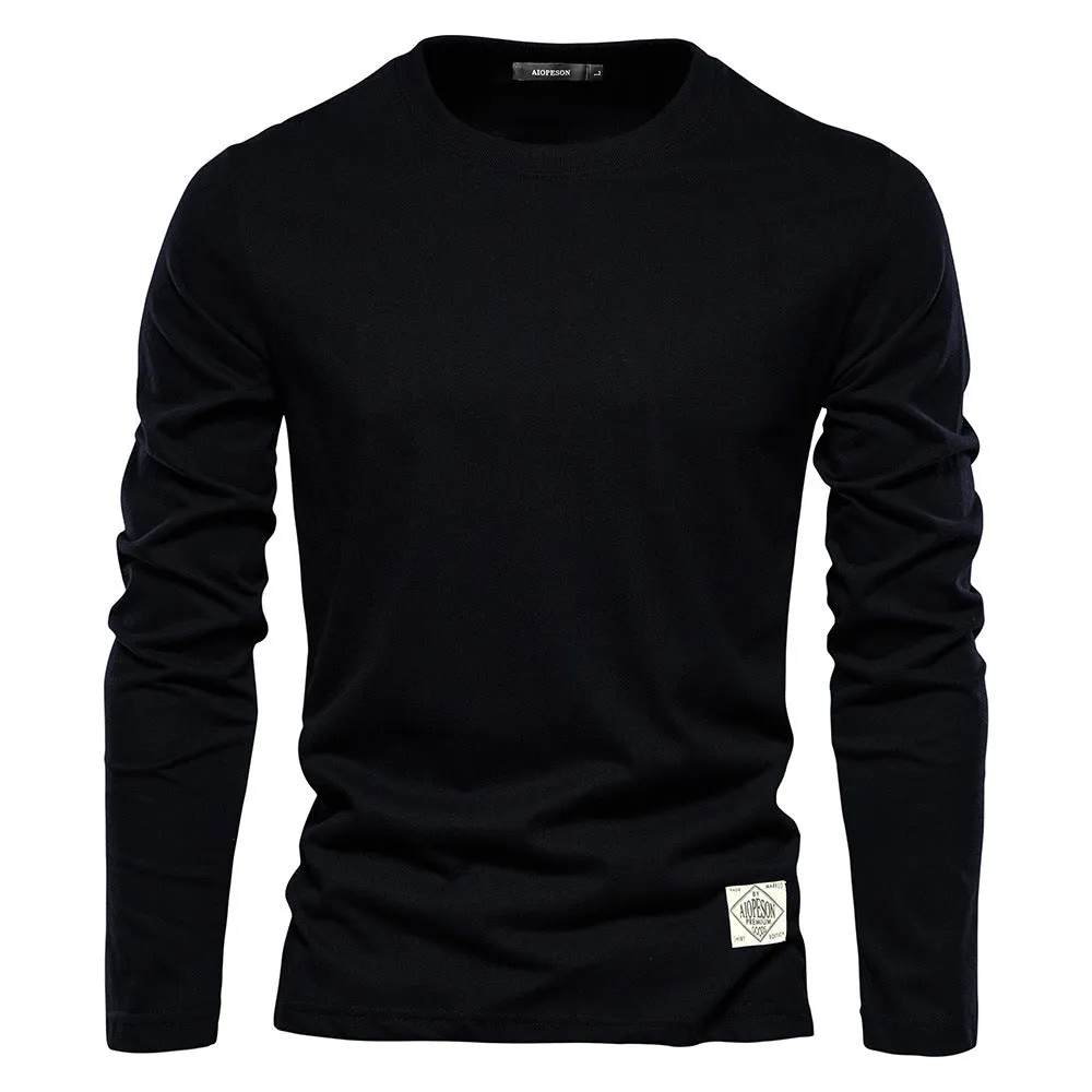 Men's Casual Slim Fit Pullover Solid Color Long Sleeve T- Shirts | 2301