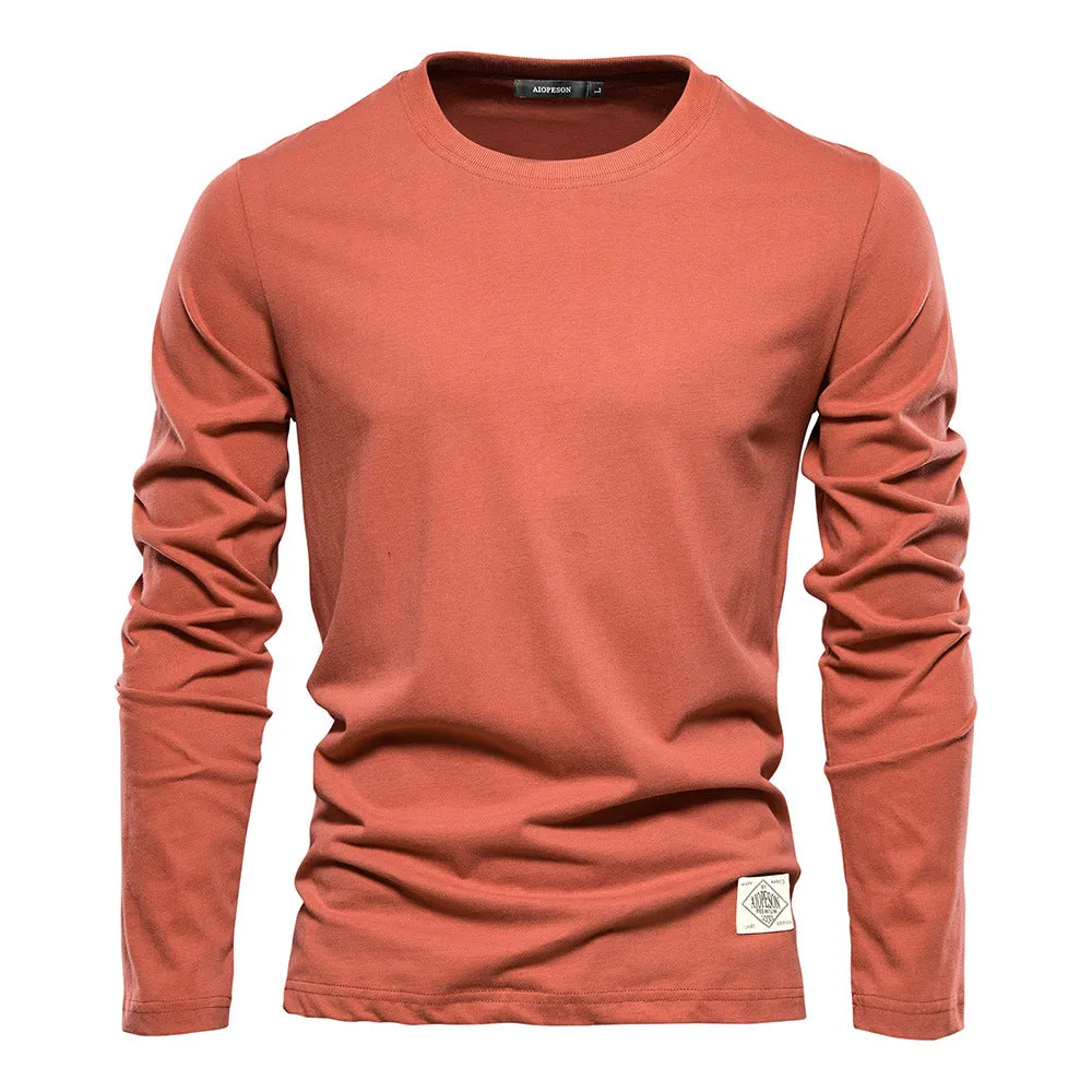 Men's Casual Slim Fit Pullover Solid Color Long Sleeve T- Shirts | 2301