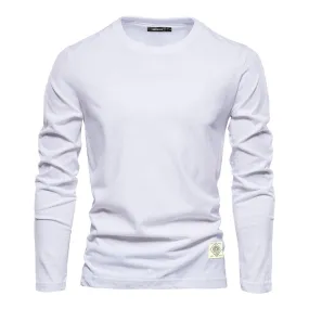 Men's Casual Slim Fit Pullover Solid Color Long Sleeve T- Shirts | 2301