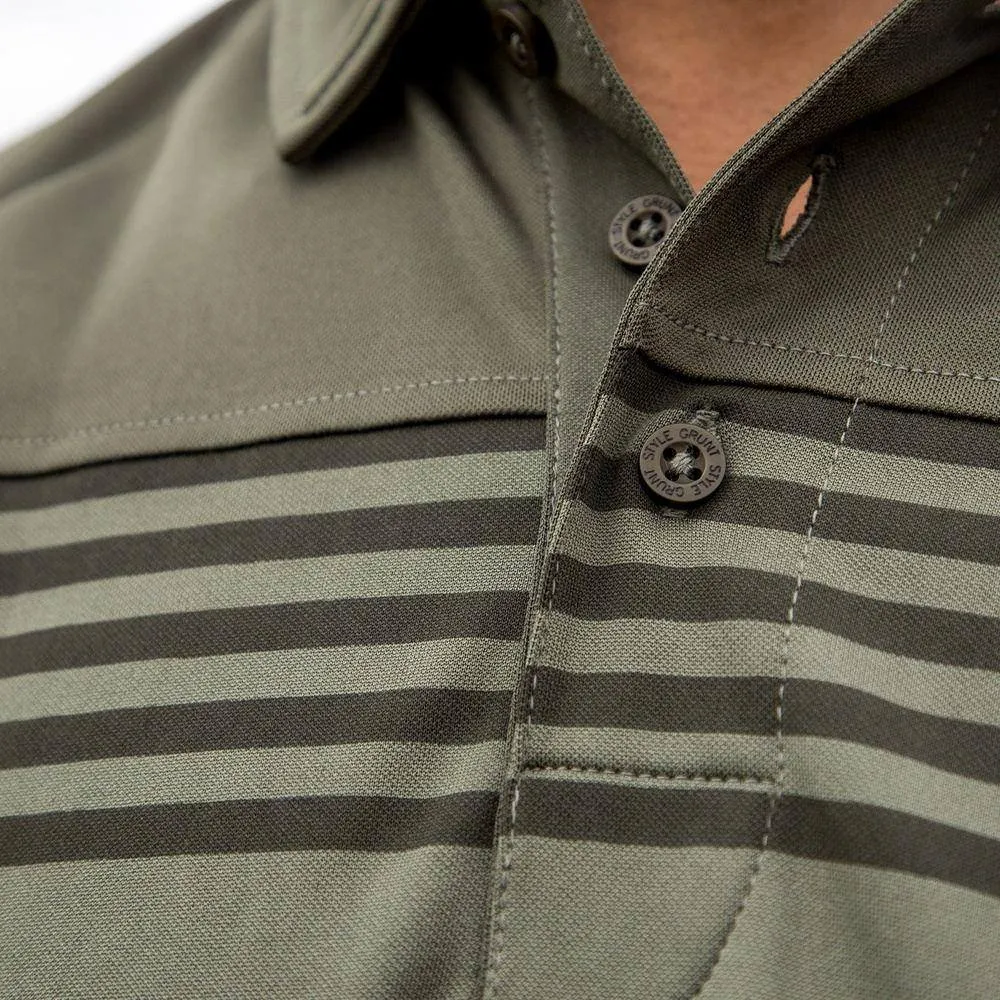 Men's Chest Stripe Polo - Dark Olive