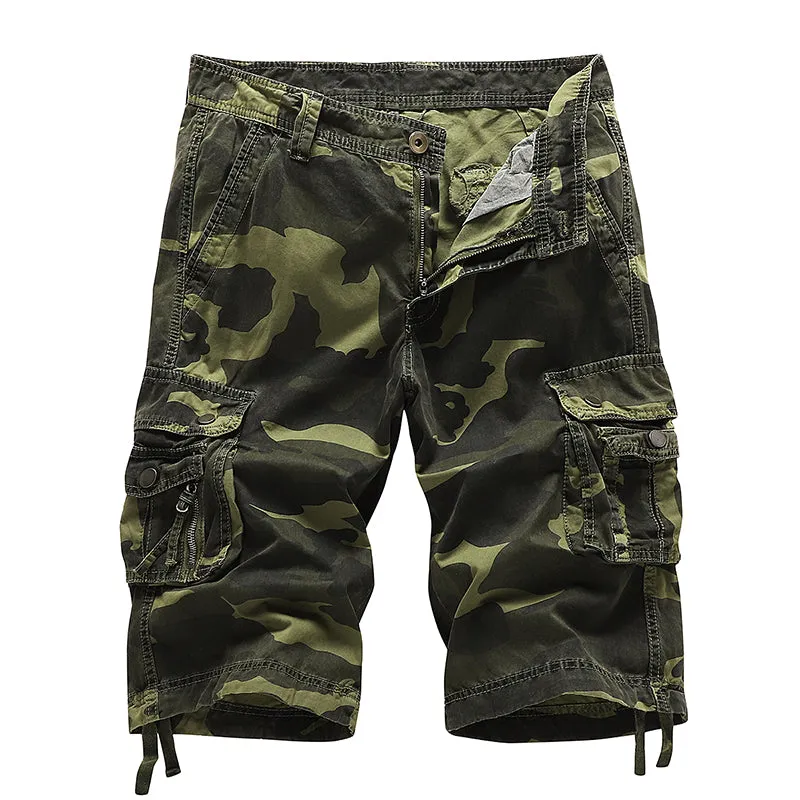 Mens Cotton Relaxed Fit Camouflage Camo Cargo Shorts-A083