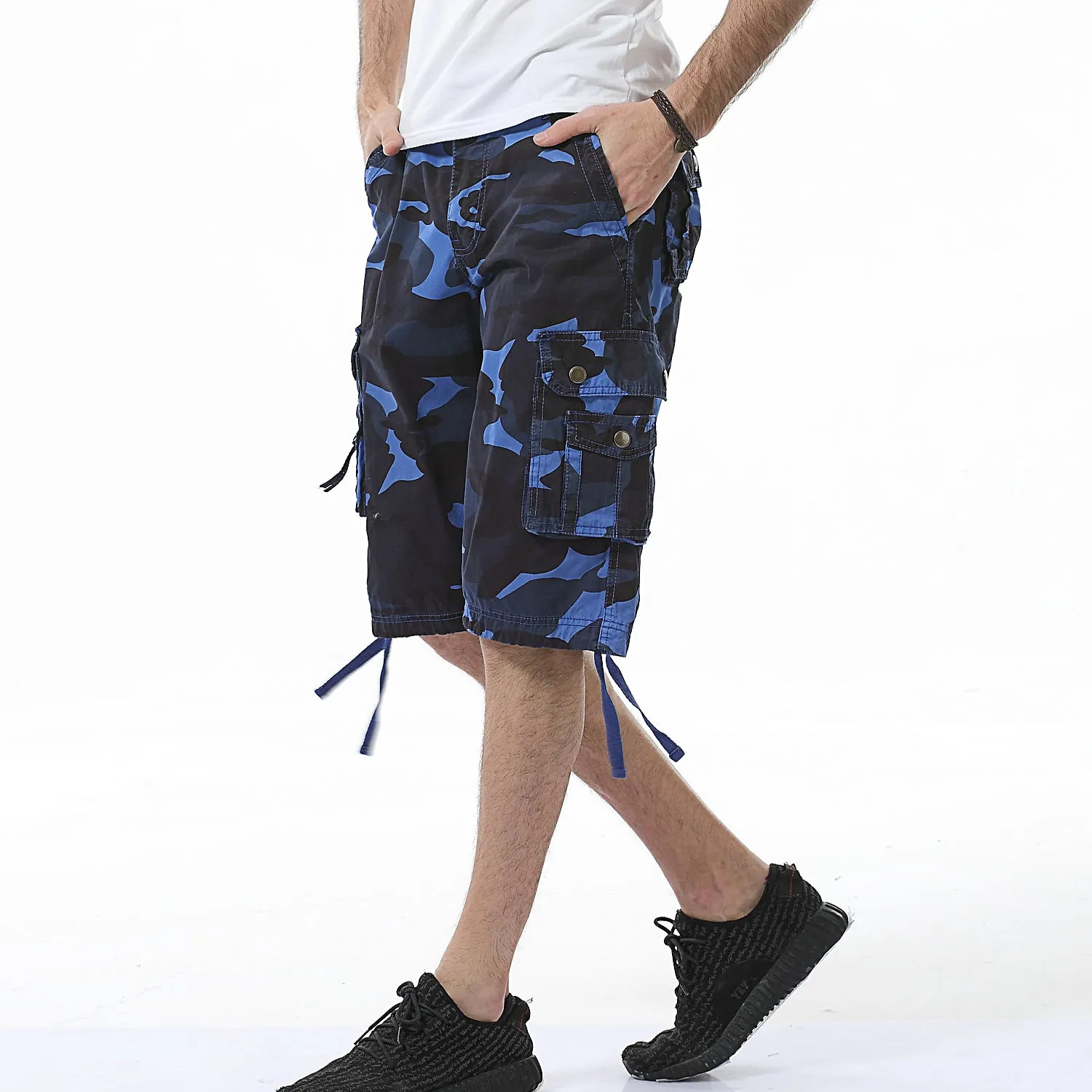 Mens Cotton Relaxed Fit Camouflage Camo Cargo Shorts-A083