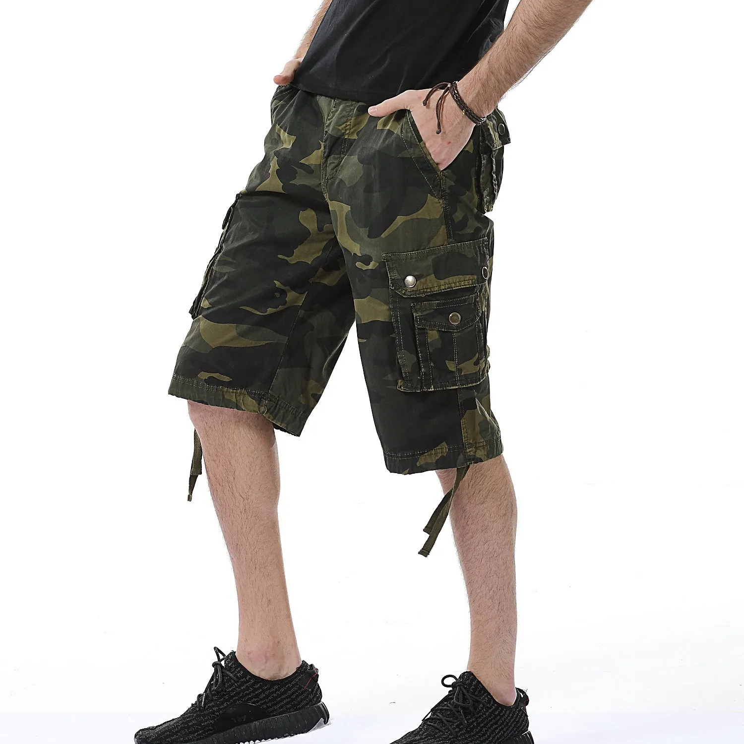 Mens Cotton Relaxed Fit Camouflage Camo Cargo Shorts-A083