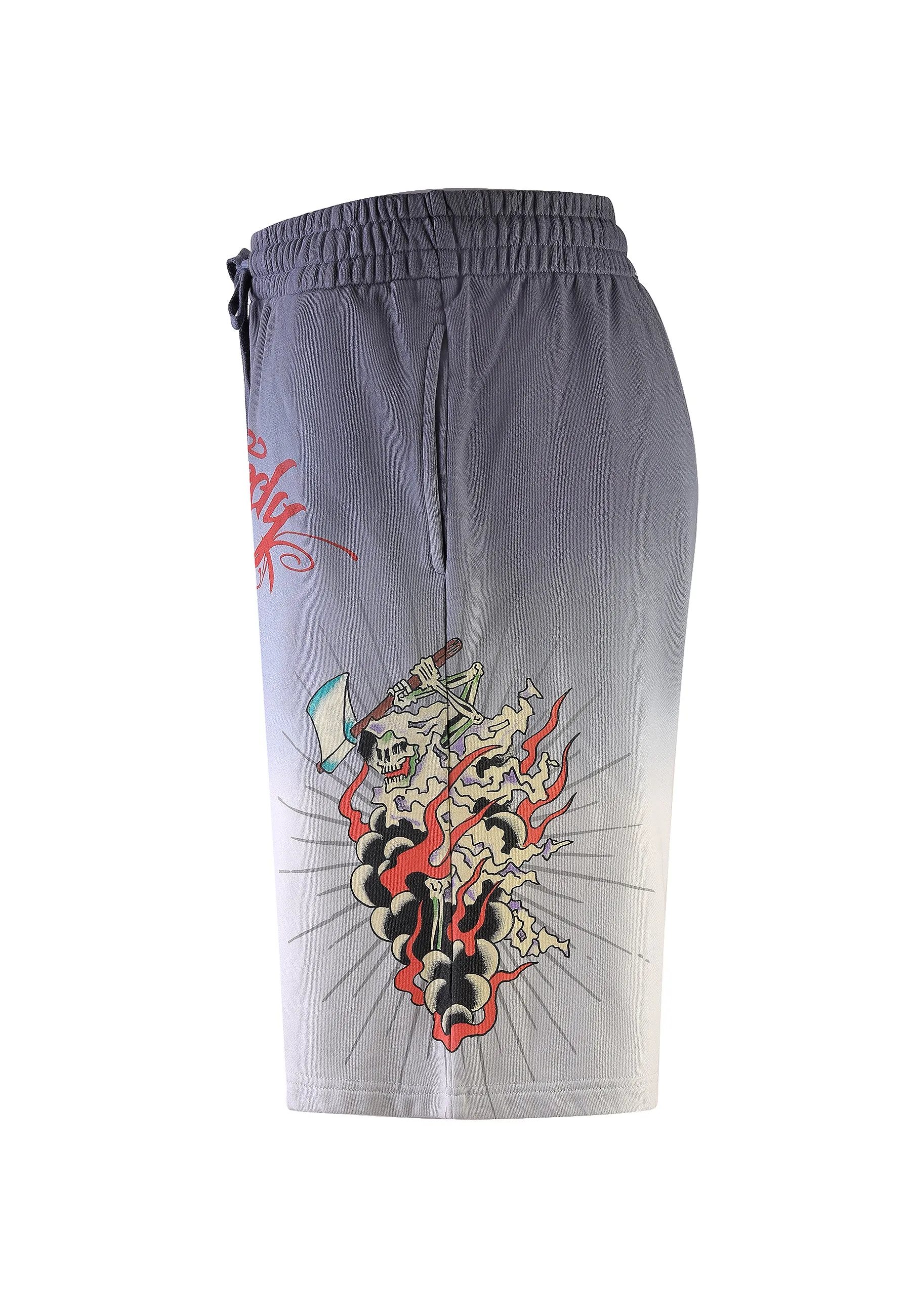 Mens Death Fighter Sweat Shorts - Black/Grey