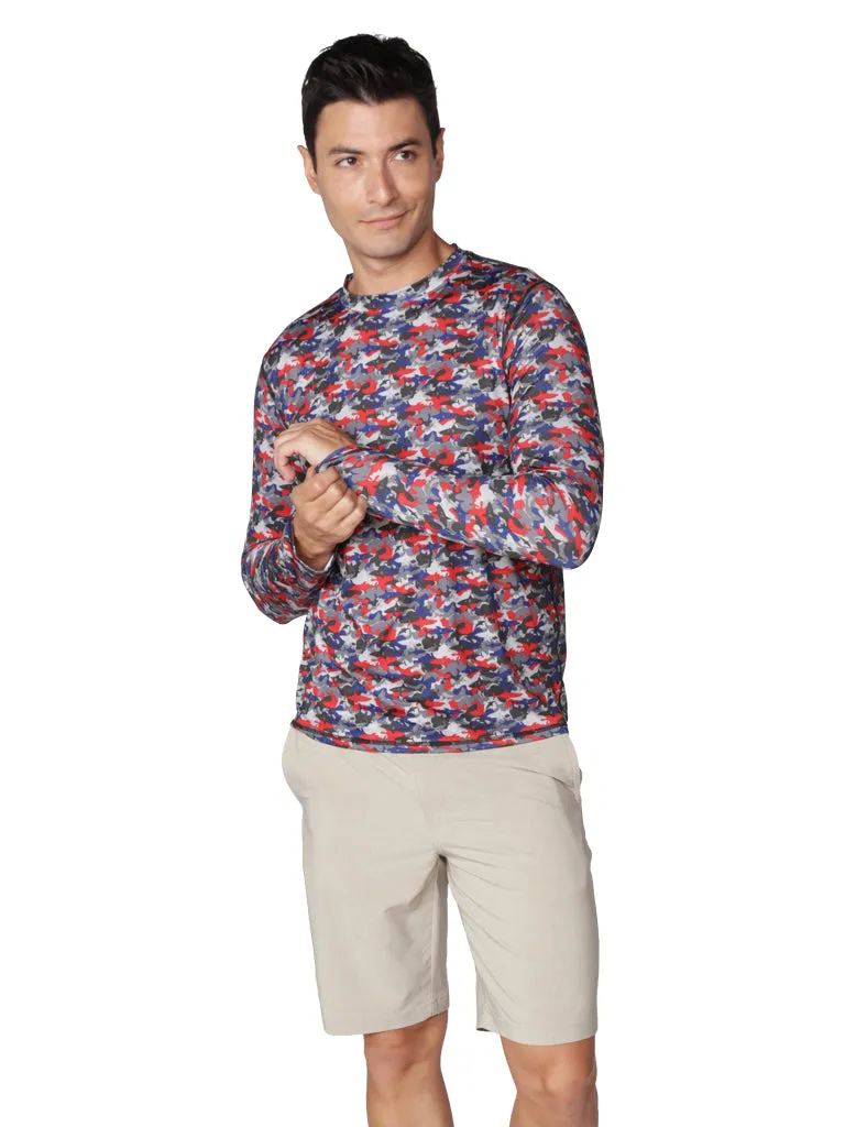 Men's Printed Long Sleeve Ultra Light Weight Sun Shirts