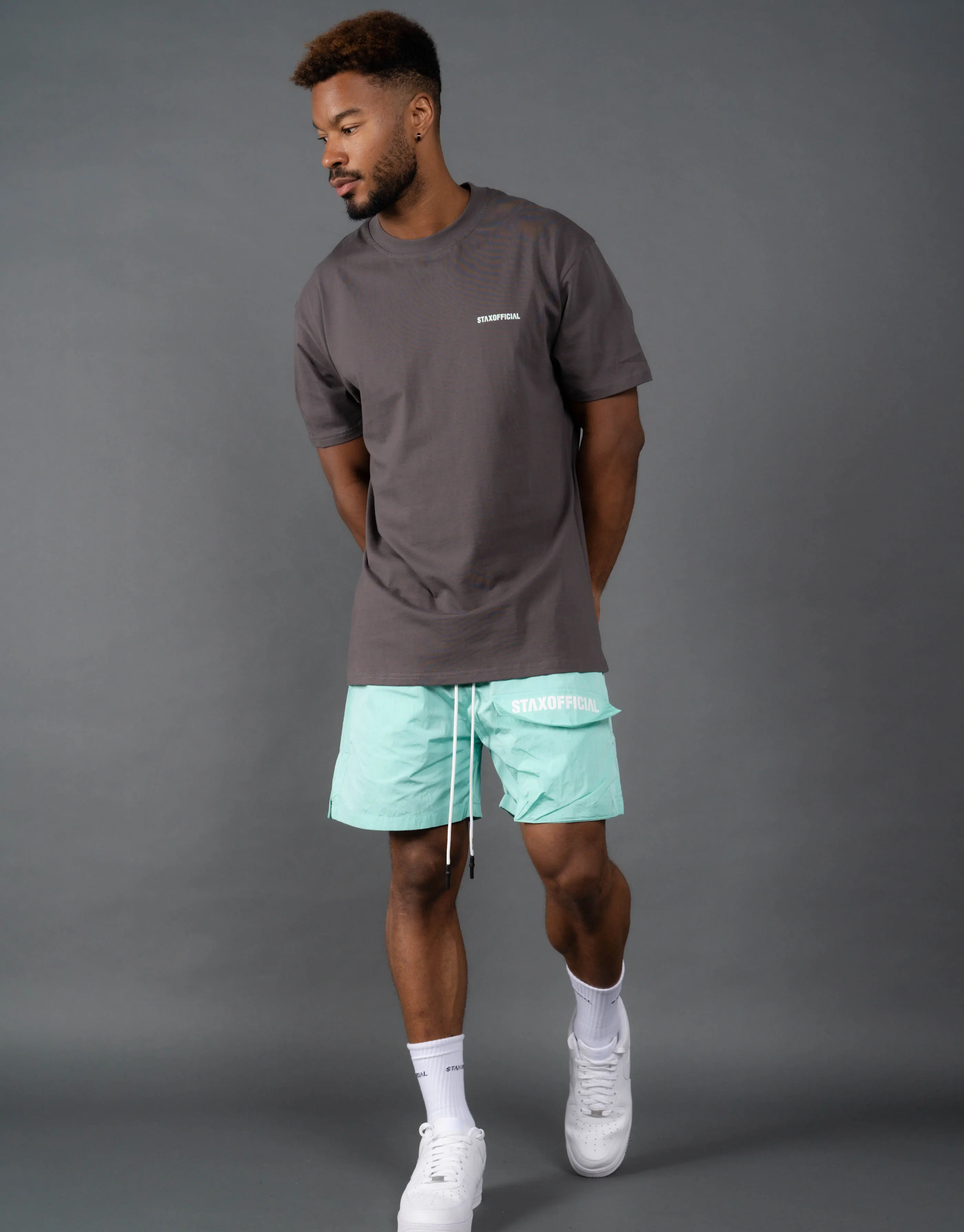 Mens Triple S Nylon Shorts - Aqua