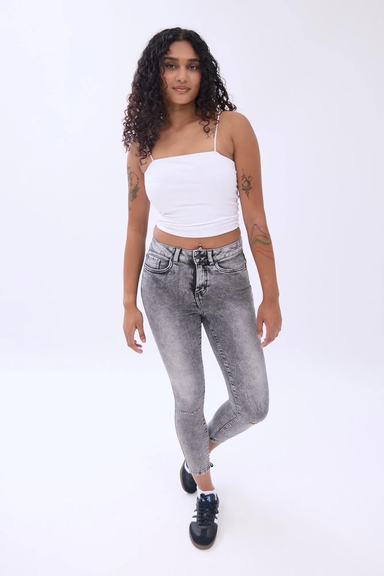 Mid Rise Cropped Skinny Jeans