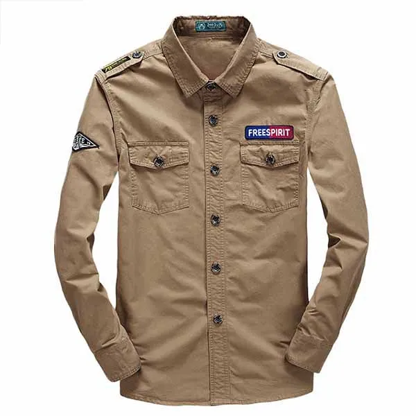 Military Style Epaulette Design Men's Cargo Shirt